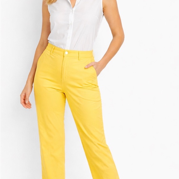 Talbots Crop Chino Pants Curvy Size 10 Daisy Yellow Mid-Rise Stretch Casual - Picture 9 of 9